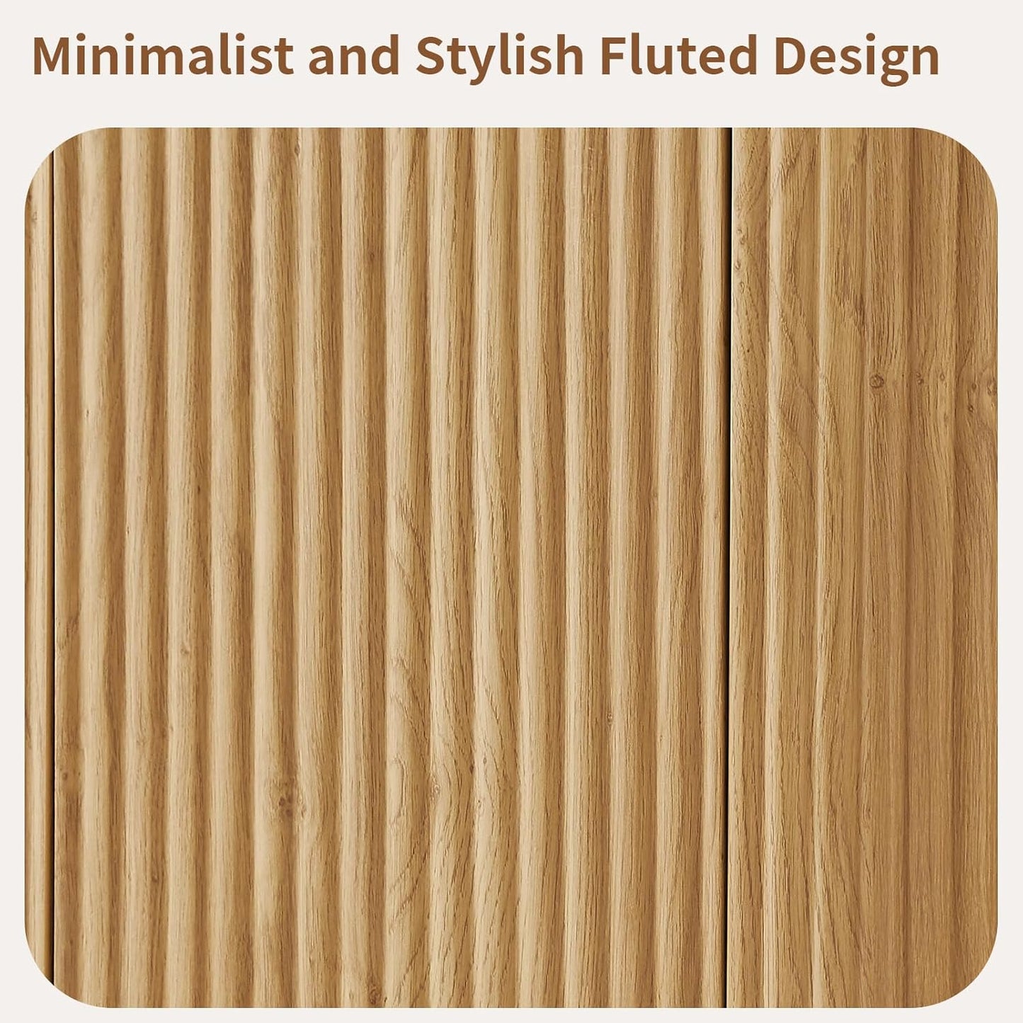 64" Sideboard Buffet Cabinet with Storage, Wooden Fluted Storage Cabinet Sideboard Credenza with Adjustable Shelves Pressed Spring for Kitchen Living Room (Natural Oak)