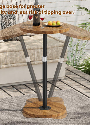 Adjustable-Height Round Side Table with Weighted Base, Versatile Cocktail and Accent Table for Living Spaces, Walnut Finish