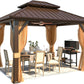 10' X 12' Hardtop Gazebo, Metal Gazebo with Aluminum Frame, Double Galvanized Steel Roof, Curtains and Netting Included, Pergolas for Patios, Garden, Parties, Lawns