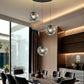 3-Light Black Pendant Light Fixtures Modern Smoke Gray Glass Globe Pendant Lights Kitchen Island Adjustable Hanging Lights Globe Stairwell Lighting Black Chandelier for Dining Room