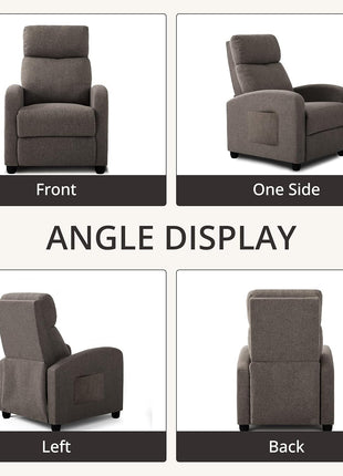Modern Recliner Chair for Living Room - Adjustable Home Theater Seating with Soft Linen Upholstery & High Backrest, Ideal for Small Spaces, Linen Gray