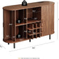 55" Wine Bar Cabinet with LED Light,Modern Liquor Whiskey Coffee Station with Wine Rack and Glass Holder, Farmhouse Buffet Sideboard with Storage for Living Room, Kitchen, Entryway (Walnut)