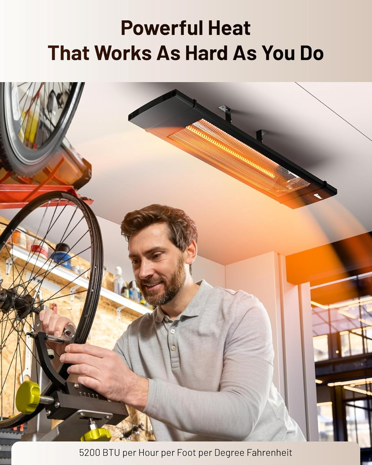 Portable Infrared Indoor and Outdoor Space Heater for Patio, Garage, Commercial & Residential with Remote Control, without Thermostat, Black