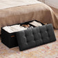 31.5 Inches Ottoman with Storage, Folding Ottoman Bench Small Foot Rest Stool, Bedroom Bench with Flipping Lid, Linen Black