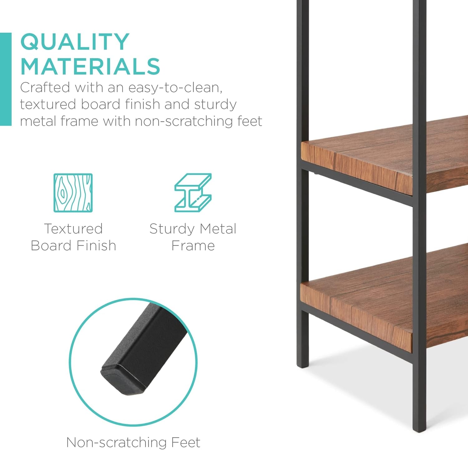 Large Console Table, 4-Tier 55In Rustic, Industrial Sofa Table Storage for Living Room, Entryway, Foyer, Hallway W/Eva Non-Scratch Feet, Steel Frame - Brown