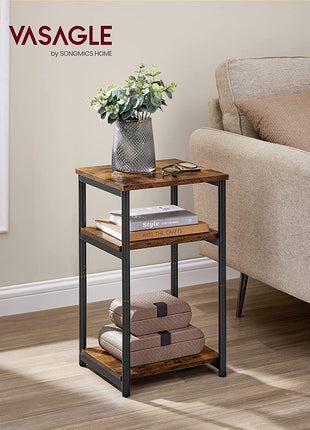Rustic Brown and Classic Black Side Table - Versatile Small End Table and Tall Nightstand for Living Room, Bedroom, Office, and Bathroom - Model ULET273B01