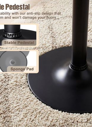 Round Bistro Pub Table - 40.6-Inch Bar Height Cocktail Table for Home Bar, Dining Room, Living Room, and Weddings with Metal Base and MDF Obsidian Top in Dark Black Finish
