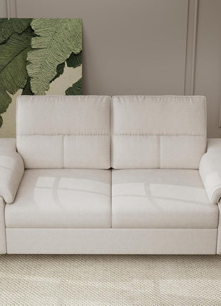 71.25" Contemporary Chenille Loveseat Sofa for Living Room, Deep Seat Design with 8" Cushion and Convertible Armrest, Removable Cover, High Legs (Beige)