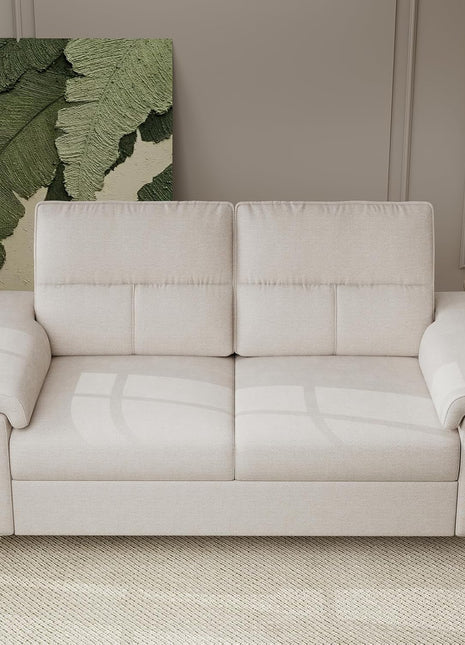 71.25" Contemporary Chenille Loveseat Sofa for Living Room, Deep Seat Design with 8" Cushion and Convertible Armrest, Removable Cover, High Legs (Beige)