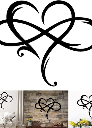 Infinity Heart Metal Wall Art - Sophisticated Steel Love Sign for Home and Wedding Decor, Perfect for Bedroom and Living Room (Black, 15.7 x 14 Inches)
