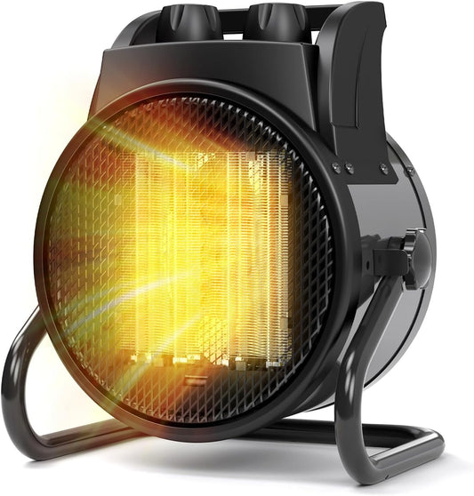 Space Heaters for Indoor Use, 1500W PTC Electric Heaters with Thermostat, Small Portable Heater with 90°Adjustable Angle, Fast Safety Heat, Overheat Protection, Small Heater for Indoor/Outdoor Use