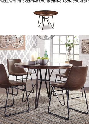 Signature Design by Ashley Centiar Mid-Century Dining Bucket Chairs, Set of 2, Black and Brown