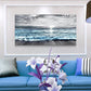 Large Canvas Wall Art for Living Room & Bedroom Decor - Black & White Blue Sea Wave Pictures - Framed Beach Posters