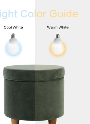 Upholstered Round Storage Ottoman in Loden Green Velvet for Living Room and Bedroom Decor