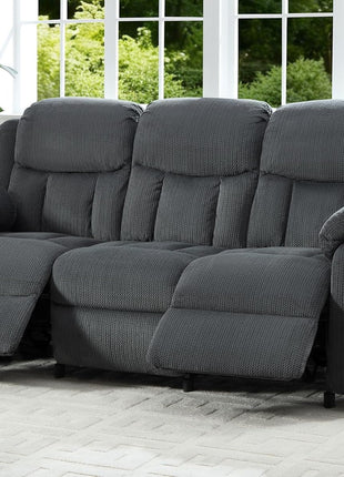Power Reclining 3-Seater Sofa with Dual Wingback Design in Dark Gray