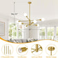 8-Light Modern Sputnik Chandelier, Mid Century Gold Chandeliers Lighting, Farmhouse Ceiling Hanging Light Fixture for Dining Room Bedroom Living Room Kitchen Foyer, Height Adjustable