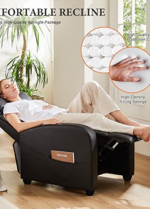 Adjustable Massage Recliner Chair with Lumbar Support for Adults, Modern Fabric Home Theater Seating in Black