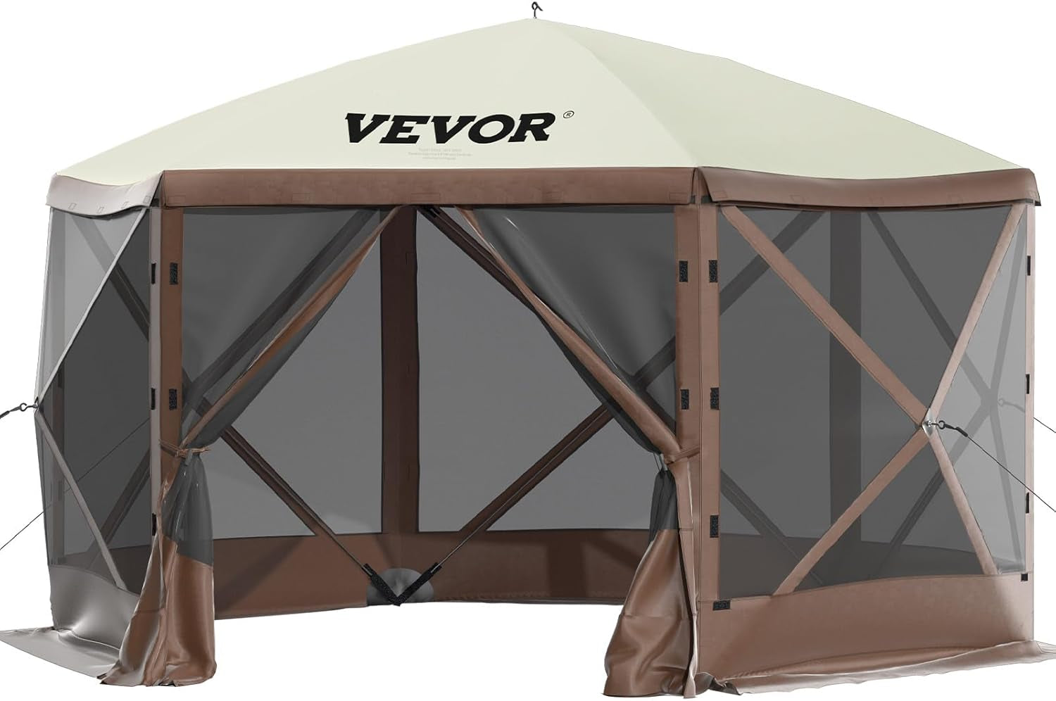 Pop up Gazebo Screen Tent, Pop-Up Instant Gazebo Tents with Mosquito Netting Outdoor Canopy, 6 Sided Sun Shelter 10X10Ft with 6 Removable Wind Cloths & 2 Mesh Windows, Pavilion Tent for Patio
