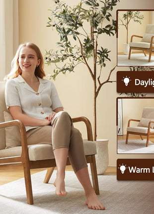 Mid-Century Modern Accent Chair with Lumbar Support, Wooden Legs, and PU Leather Upholstery for Enhanced Comfort in Living Room and Bedroom