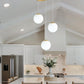 3-Light White Globe Glass Pendant Light Modern Gold Chandelier White Glass Pendant Chandelier for Dining Room Kitchen Island Foyer Hallway
