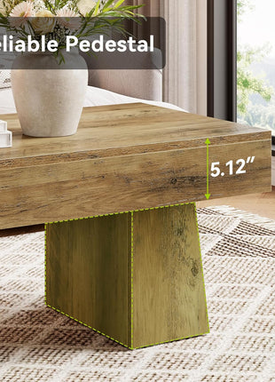 Farmhouse Rectangular Coffee Table - 47-Inch Wooden Accent Table with Sturdy Base for Modern Living Room (Rustic Brown)