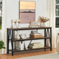 Entryway Console Table, Rustic Couch with Wide Storage, Industrial Sofa Tables with 3-Tier Open Shelves, Entryway Table for Living Room, Hallway, Brown, 55 Inch