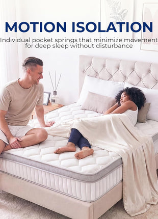 10-Inch Hybrid Full-Size Mattress with Cooling Gel Memory Foam and Pocket Springs for Optimal Comfort and Support, CertiPUR-US Certified, Medium Firmness