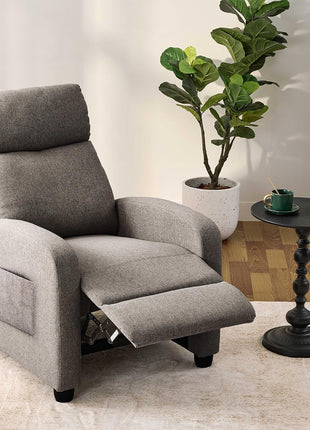 Modern Recliner Chair for Living Room - Adjustable Home Theater Seating with Soft Linen Upholstery & High Backrest, Ideal for Small Spaces, Linen Gray