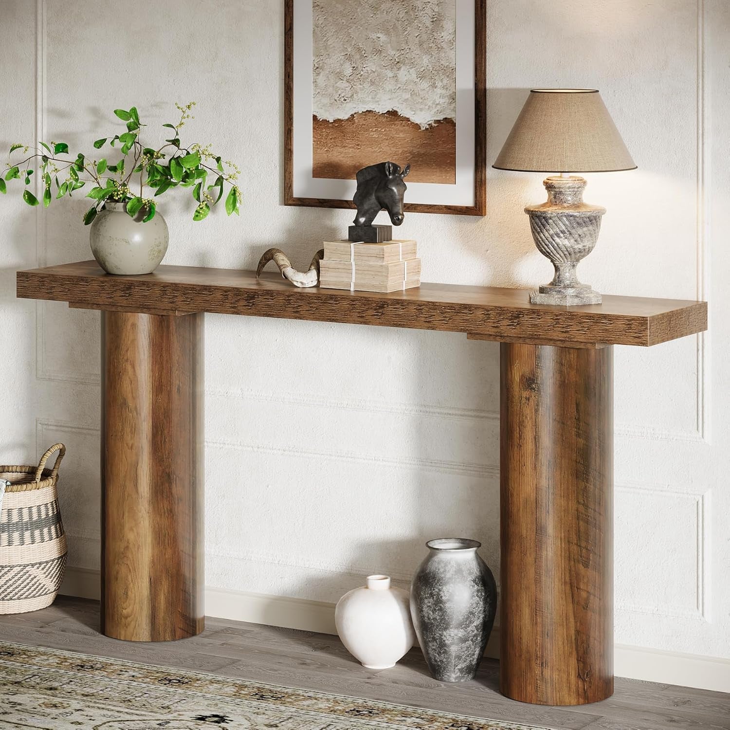 63" Farmhouse Entryway Console Table, Narrow Long Sofa Table behind Couch for Living Room, Hallway, Entrance, Foyer
