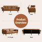 85” Futon Sofa Bed, Sleeper Sofa, Small Couch with Storage Adjustable Armrests Pillows, Faux Leather Loveseat, Mid Century Modern Couches for Living Room, Bedroom, Apartment, Brown