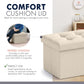 Small Storage Ottoman Foldable Collapsible Rectangle Linen Ottoman Foot Rest Stool Seat, for Living Room, Bedroom, Home Office, Dorm - 12 X 16 X 12, Beige