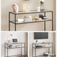 39.4 Inch Console Sofa Table, Modern Entryway Table, Tempered Glass Table, Metal Frame, 2 Shelves, Adjustable Feet, for Living Room, Hallway, Black ULGT025B01