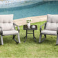 3 Piece Bistro Set Patio Rocking Chairs Outdoor Furniture W Warm Gray Cushions, Glass-Top Table for Garden, Pool, Backyard