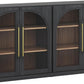 65" Arched Sideboard with Glass Door, Accent Buffet Cabinet with Storage and Adjustable Shelves, Classic Modern Large Console Table for Dining Room Living Room Entryway (Ebony)