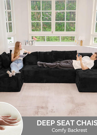 131-Inch Large U-Shaped Sectional Sofa with Chaise – Modular Deep Seat Lounger for Living Room and Bedroom, No Assembly Required