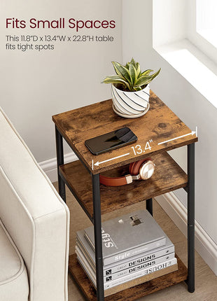 Rustic Brown and Classic Black Side Table - Versatile Small End Table and Tall Nightstand for Living Room, Bedroom, Office, and Bathroom - Model ULET273B01