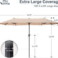 13Ft Large Patio Umbrella Double-Sided Twin Outdoor Market Umbrella with Crank, Beige