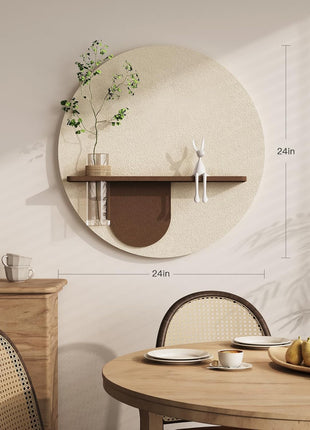 3D Textured Neutral Abstract Wall Art with Vase - Modern Minimalist Round Paintings for Living Spaces - Boho Cream Geometric Decor, 24x31 Inches