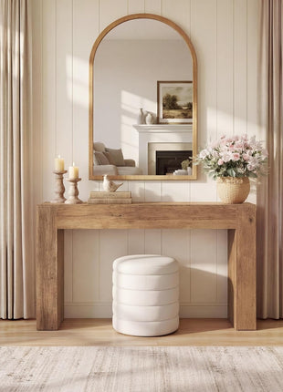 Farmhouse-Inspired Entryway Console Table with Sturdy Thick Top, Easy Assembly, Dimensions: 11.8 x 63 x 31.5 Inches, Honey Brown Finish