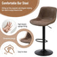 Bar Stools Set of 2, Swivel Counter Height Barstools with Back, Adjustable Modern Bar Chairs, Tall Armless PU Leather Kitchen Island Stool, Brown