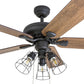 Lincoln Woods, 52 Inch Industrial Style LED Ceiling Fan with Light, Pull Chain, Three Mounting Options, 5 Dual Finish Blades, Reversible Motor - 50581-01 (Bronze)