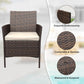 Patio Furniture Set 3 Pieces, Outdoor Patio Furniture Set with Rattan Wicker Chairs, Glass Table and Cushions for Porch, Balcony, Backyard, Garden, Poolside, Brown & Beige
