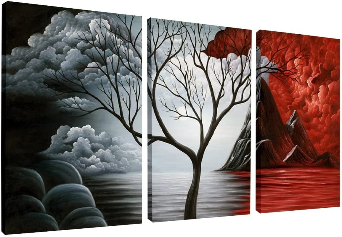 the Cloud Tree 3 Panels Modern Giclee Canvas Prints Artwork Abstract Seascape Paintings Reproduction Sea Beach Pictures Printed on Canvas Wall Art for Home Decorations Wall Decor