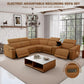 Power Recliner Sectional Sofa, L-Shaped Living Room Furniture Set, Light Brown Leather Sofa, Reclining Sectional Couch with Storage Console/Cup Holder for Living Room/House/Apt