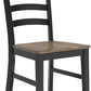 Wildenauer Armless Dining Chair, Set of 2, Ladderback Design, 19" W X 23.25" D X 39" H, Black & Light Brown with 2-Tone Finish