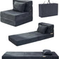 Folding Sof Bed, 4 in 1 Convertible Sleeper Chir with Pillow, Single Memory Fom Fold Out Chir Bed, Modern Floor Futon Sof Couch Mttress for Living Room/Guest/prtment, Drk Grey