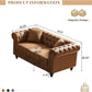 Modern Chesterfield Sofa Couch, 63.5-Inch Faux Leather Loveseat Sofa with Rolled Armrests and Tufted Button for Living Room, Office, Brown