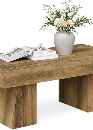 Farmhouse Rectangular Coffee Table - 47-Inch Wooden Accent Table with Sturdy Base for Modern Living Room (Rustic Brown)