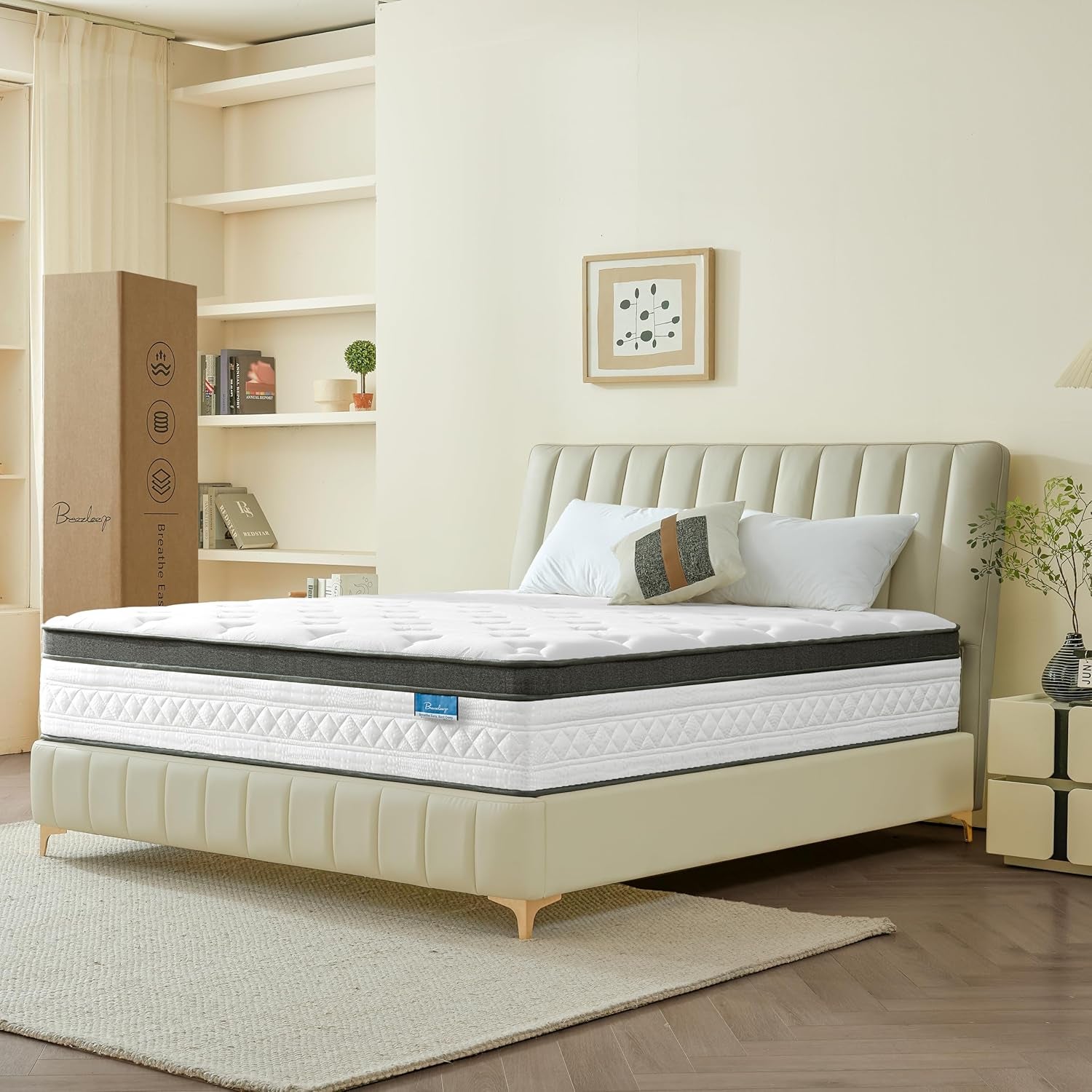 Full Size Mattress, 10 Inch Cooling Hybrid Full Mattress in a Box, Medium Firm with Gel Memory Foam & Pocket Coils, Motion Isolation, Pressure Relief, Certipur-Us