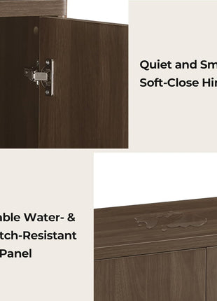Walnut Sideboard Buffet Cabinet Set of Two with Storage Doors and Shelves for Living Room, Bar, and Kitchen Use